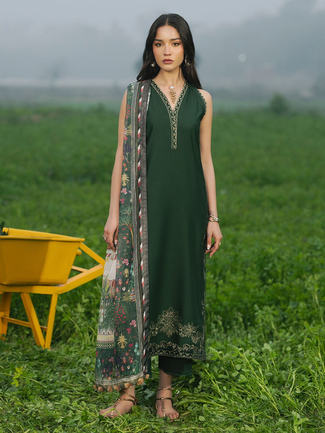 IZEL -3PC Lawn Embriodered Shirt With Chiffon Duppata-JM72