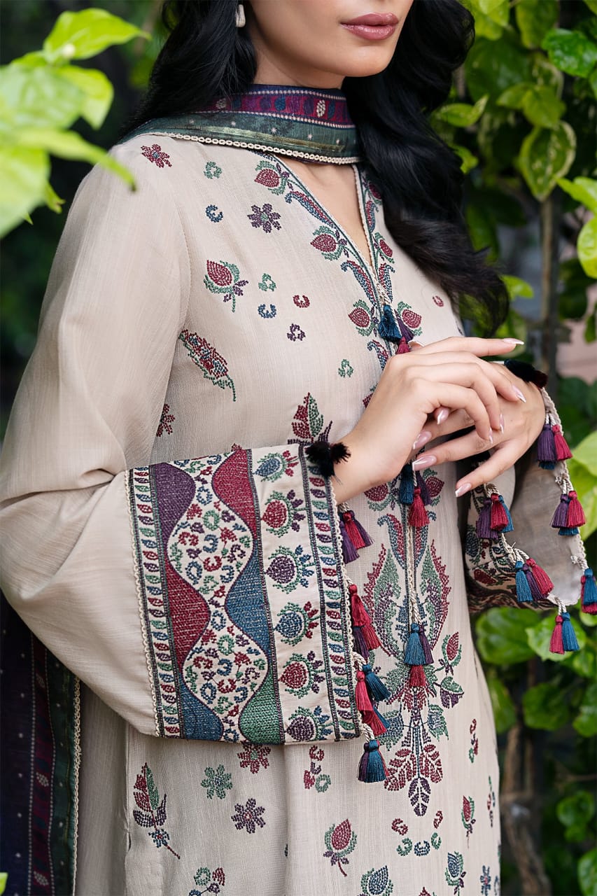 Jazmin - 3 PC Dhanak Embroidred Suit - JME1604