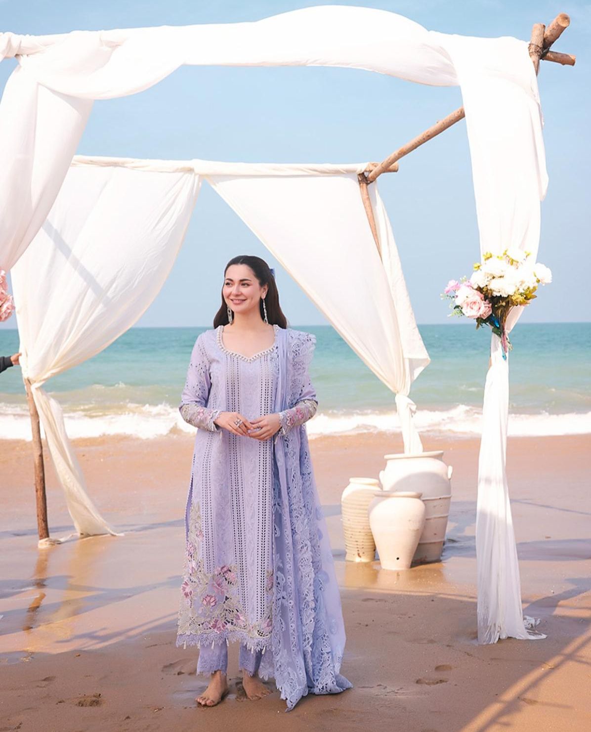 SEREENE - 3PC Lawn Embroidered Shirt with Embroidered Organza Dupatta-JM77