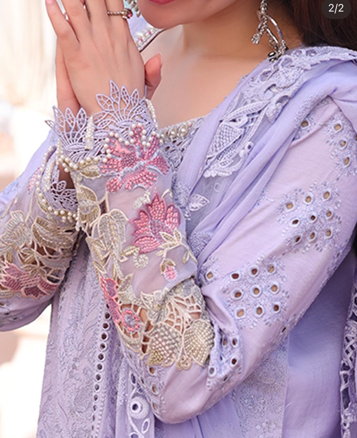 SEREENE - 3PC Lawn Embroidered Shirt with Embroidered Organza Dupatta-JM77