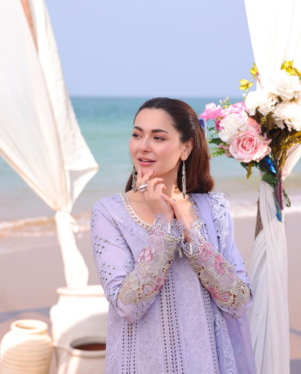 SEREENE - 3PC Lawn Embroidered Shirt with Embroidered Organza Dupatta-JM77