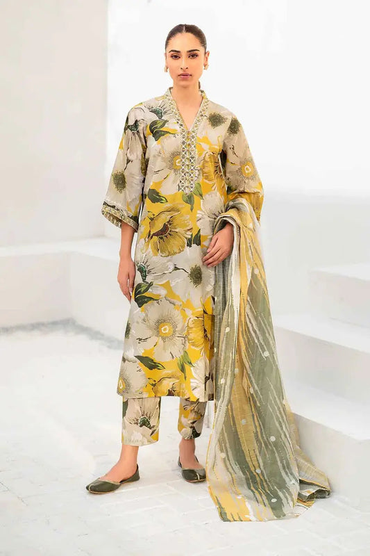 Barouqe - 3 PC PRINTED LAWN SUIT - EM003
